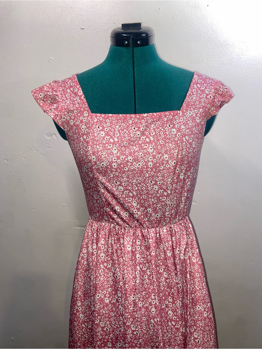 Naggoo Balletcore Barbiecore Cottagecore Chintz Pink Floral Square-Neck Sundress - Picture 2 of 5